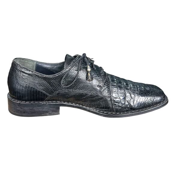 Vintage Slick Exotica Men’s Black Crocodile Leather Lace Up Oxford Size US 10 main image 10